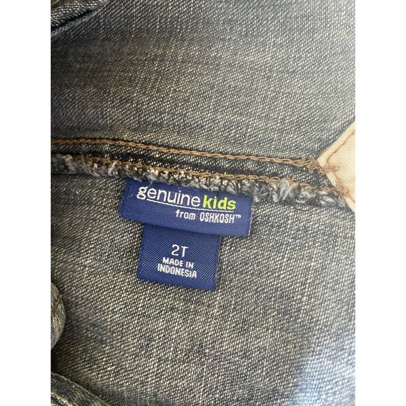 Oshkosh Genuine Kids Denim Play Overalls/ Shortoralls Blue Wash Pull On Size 2T - Picture 6 of 7